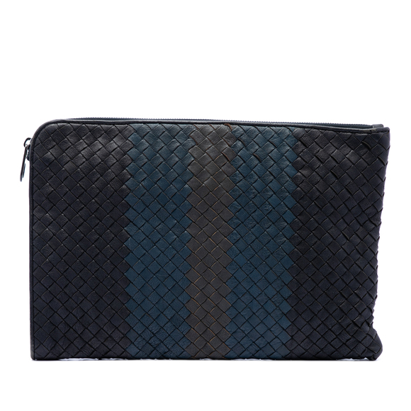 Bottega Veneta Handbags - Pre-Loved Bottega Veneta Tricolor Nappa Intrecciato Clutch